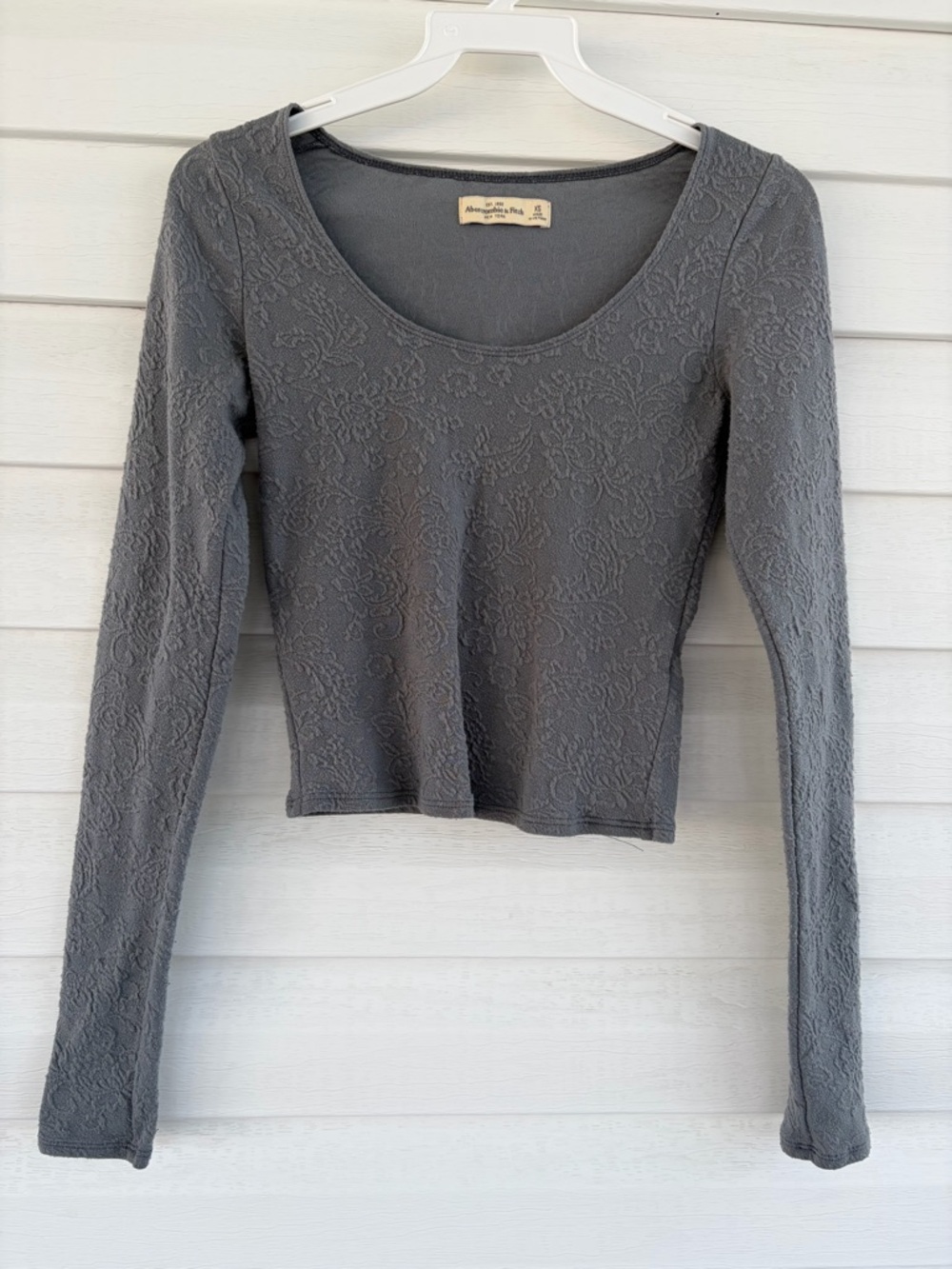 Abercrombie & Fitch Embossed Blouse Slate Gray Textured Chic Minimalist Top